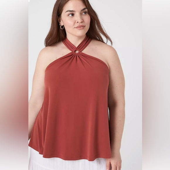 Lane Bryant Tops - Lane Bryant Brandy color Swing O-Ring Halter Top size 26/28 NWTs